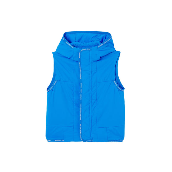 로고 테이프 나일론 후드 질레 캔버스 블루