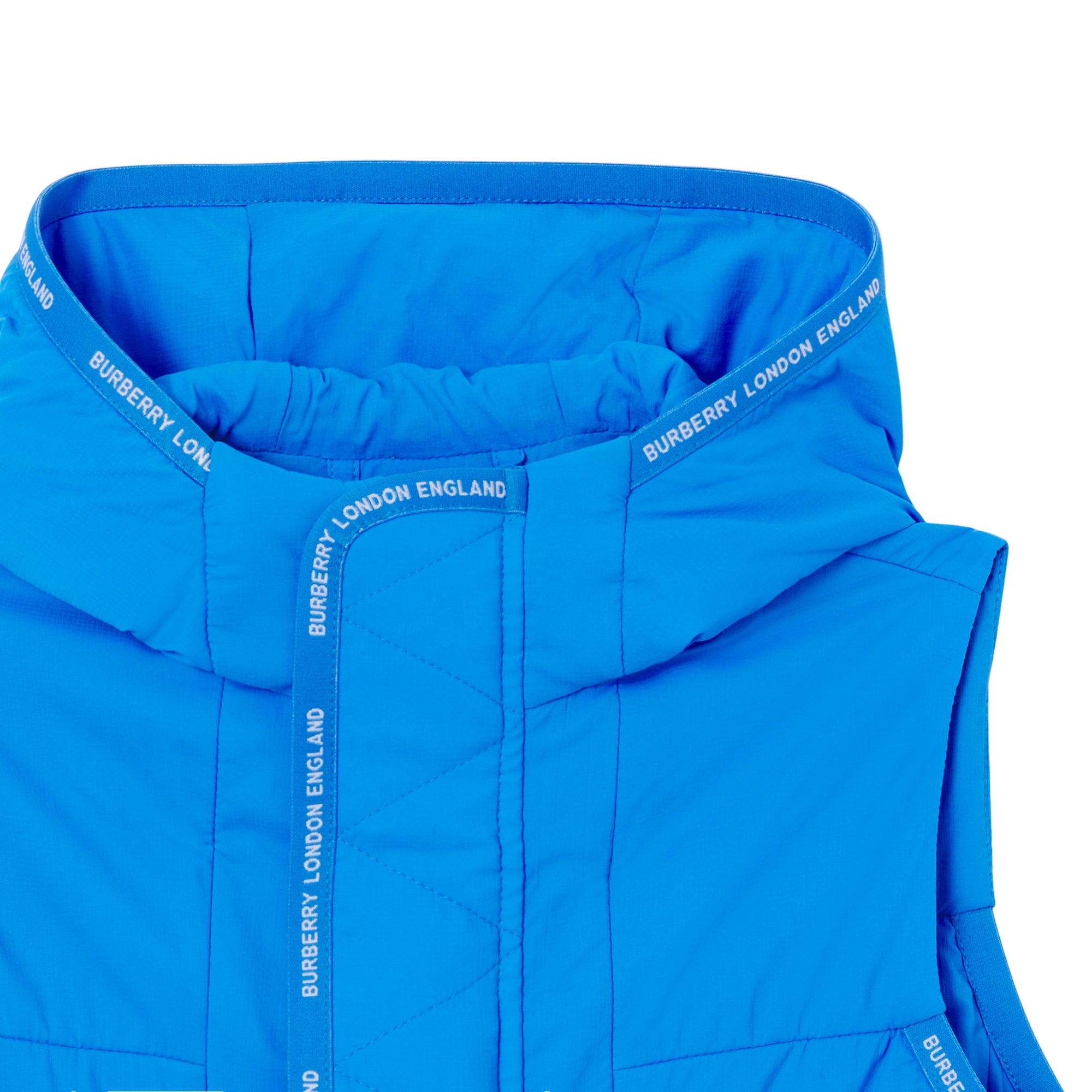 로고 테이프 나일론 후드 질레 캔버스 블루