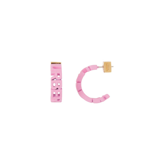 바니시드 로고 후프 이어링 프림로즈 핑크