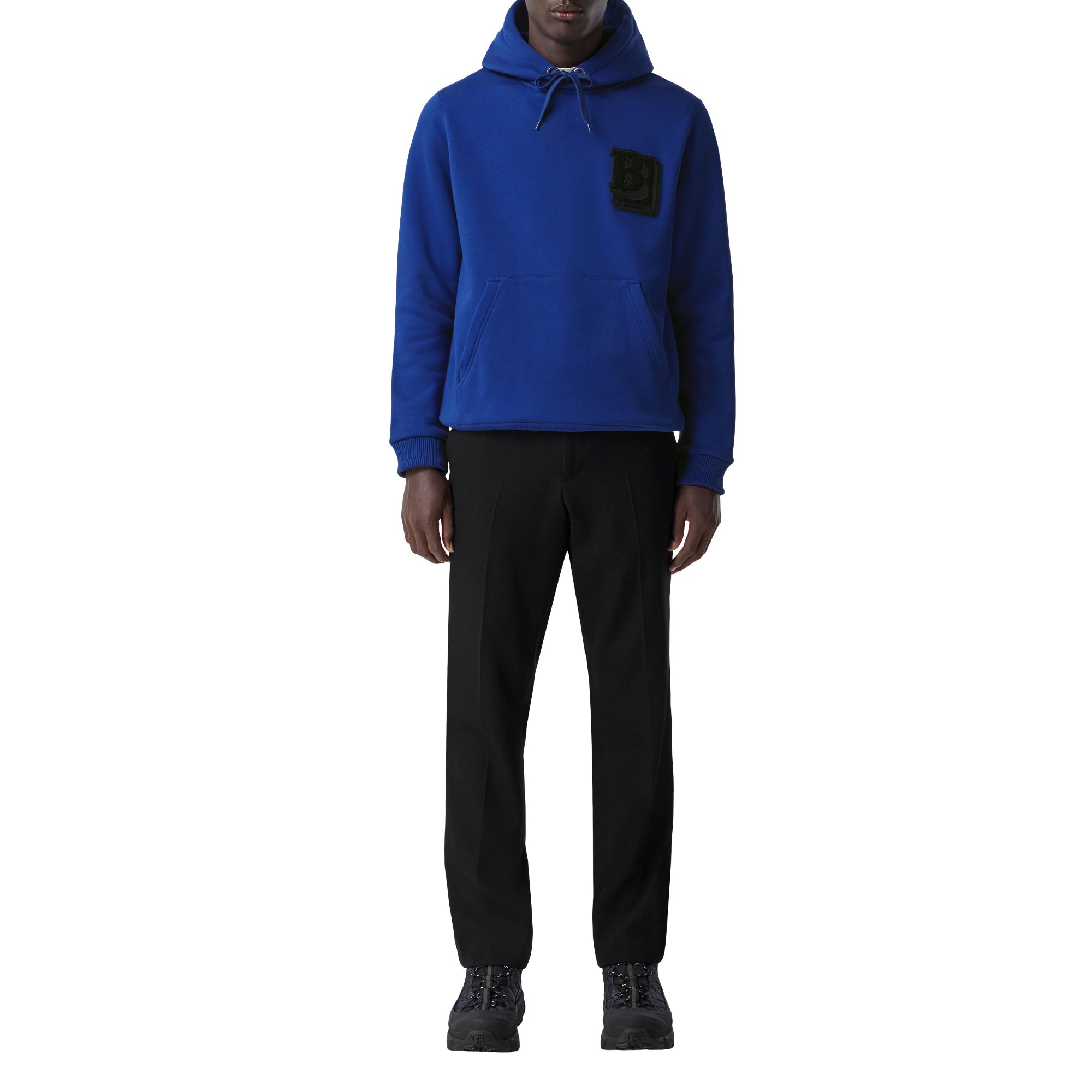 로고 그래픽 코튼 블렌드 후디 오셔닉 블루