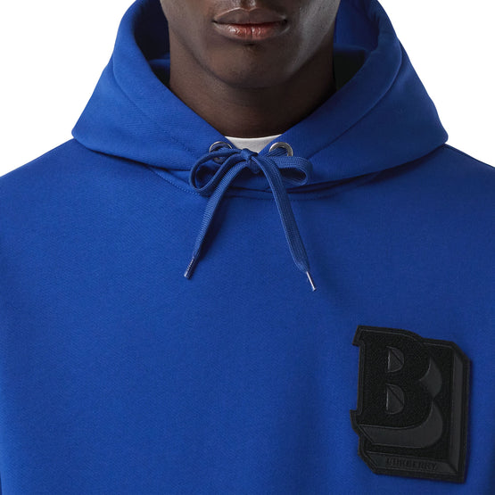 로고 그래픽 코튼 블렌드 후디 오셔닉 블루