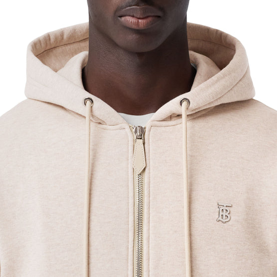 모노그램 모티프 코튼 캐시미어 후드 톱 소프트 폰 멜란지