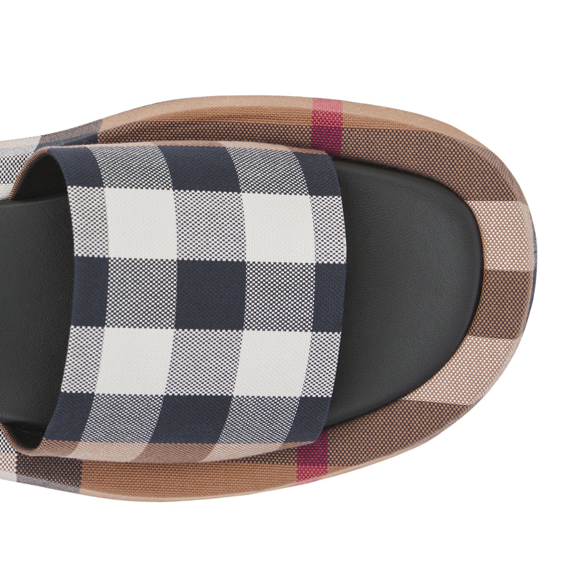 체크 코튼 슬라이드 버치 브라운