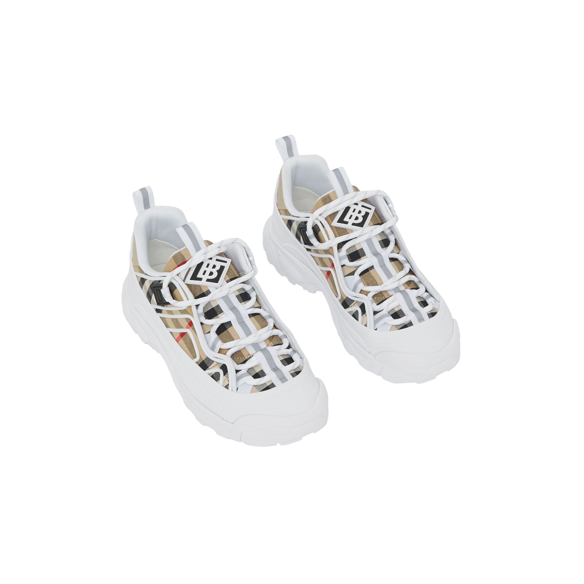 빈티지 체크 코튼 스니커즈 아카이브 베이지