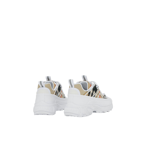 빈티지 체크 코튼 스니커즈 아카이브 베이지