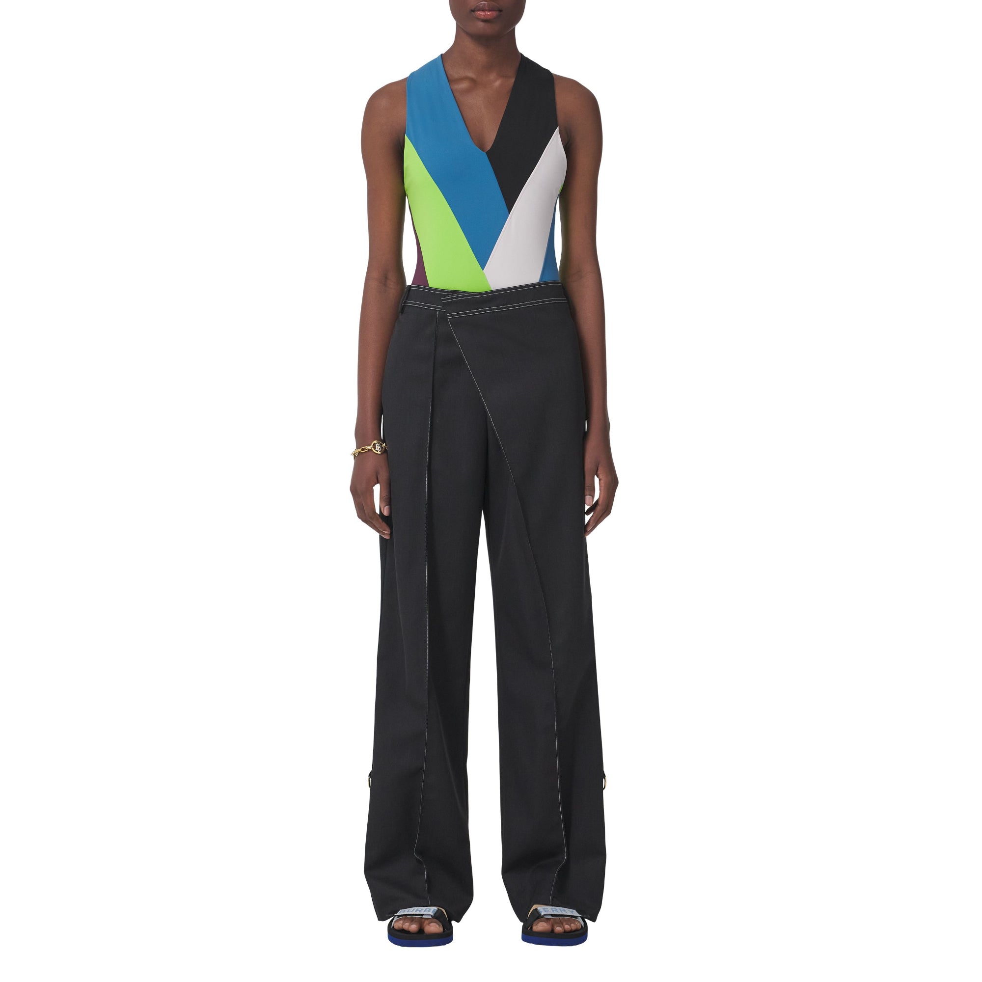 커스텀핏 폴드오버 패널 울 팬츠 차콜 그레이