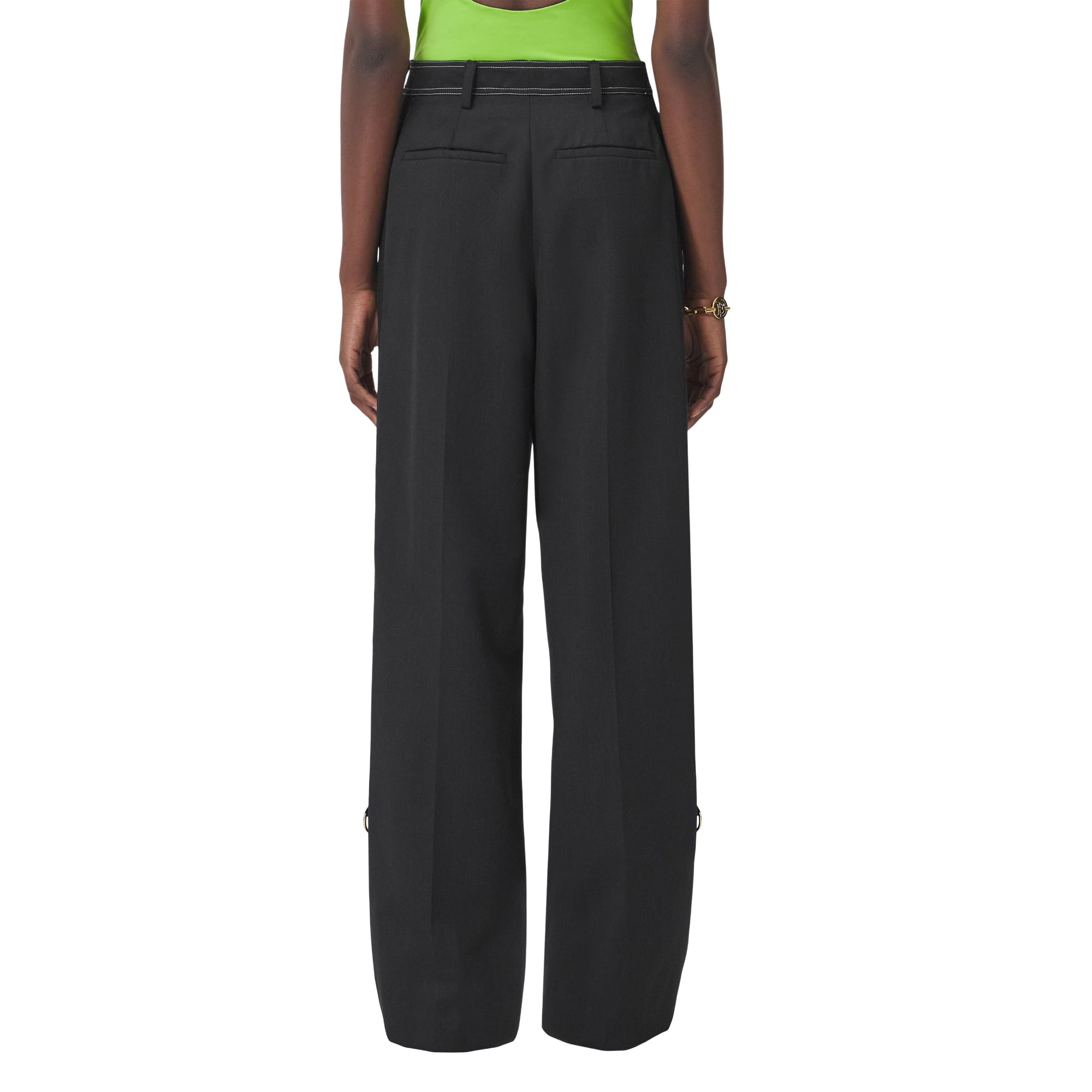 커스텀핏 폴드오버 패널 울 팬츠 차콜 그레이