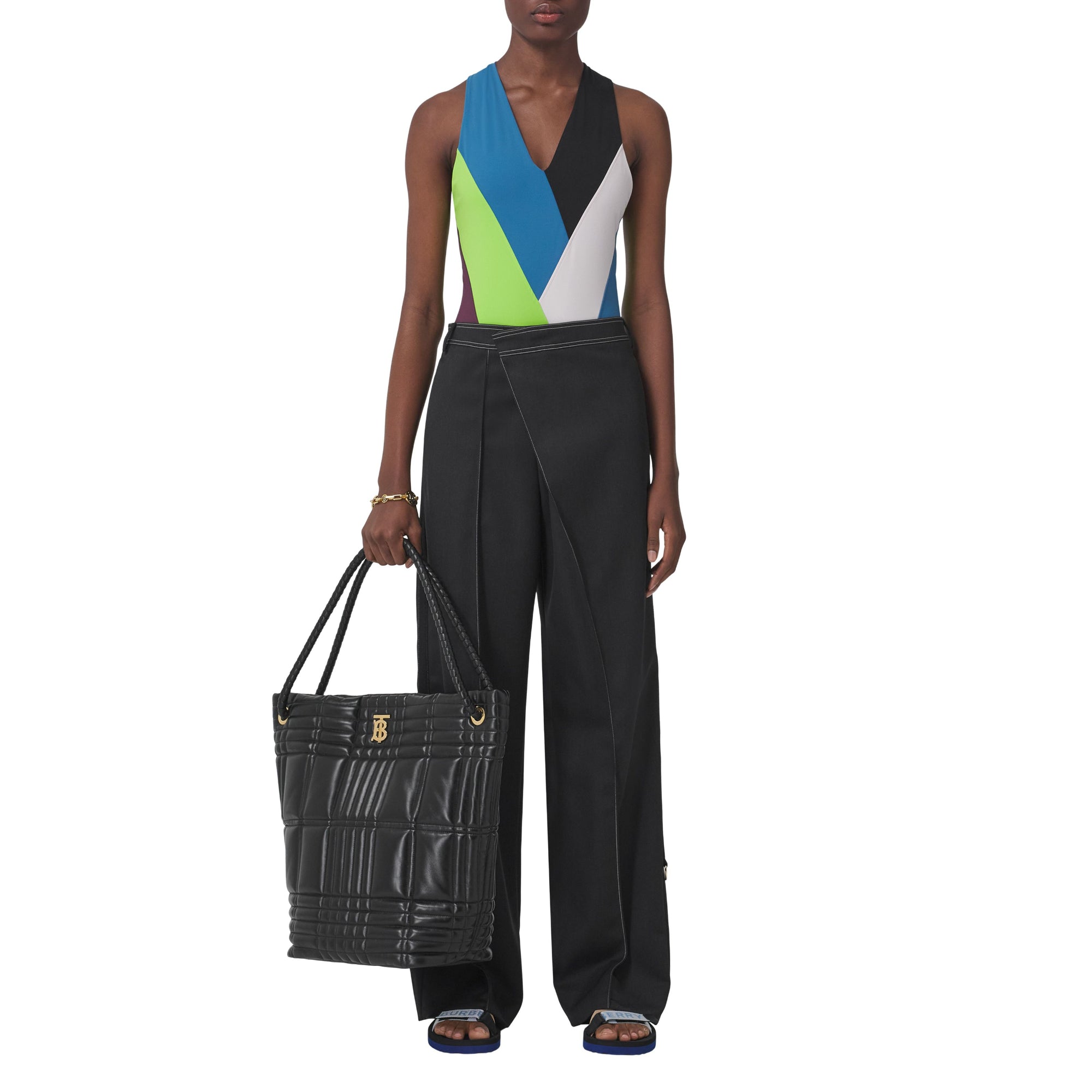 커스텀핏 폴드오버 패널 울 팬츠 차콜 그레이