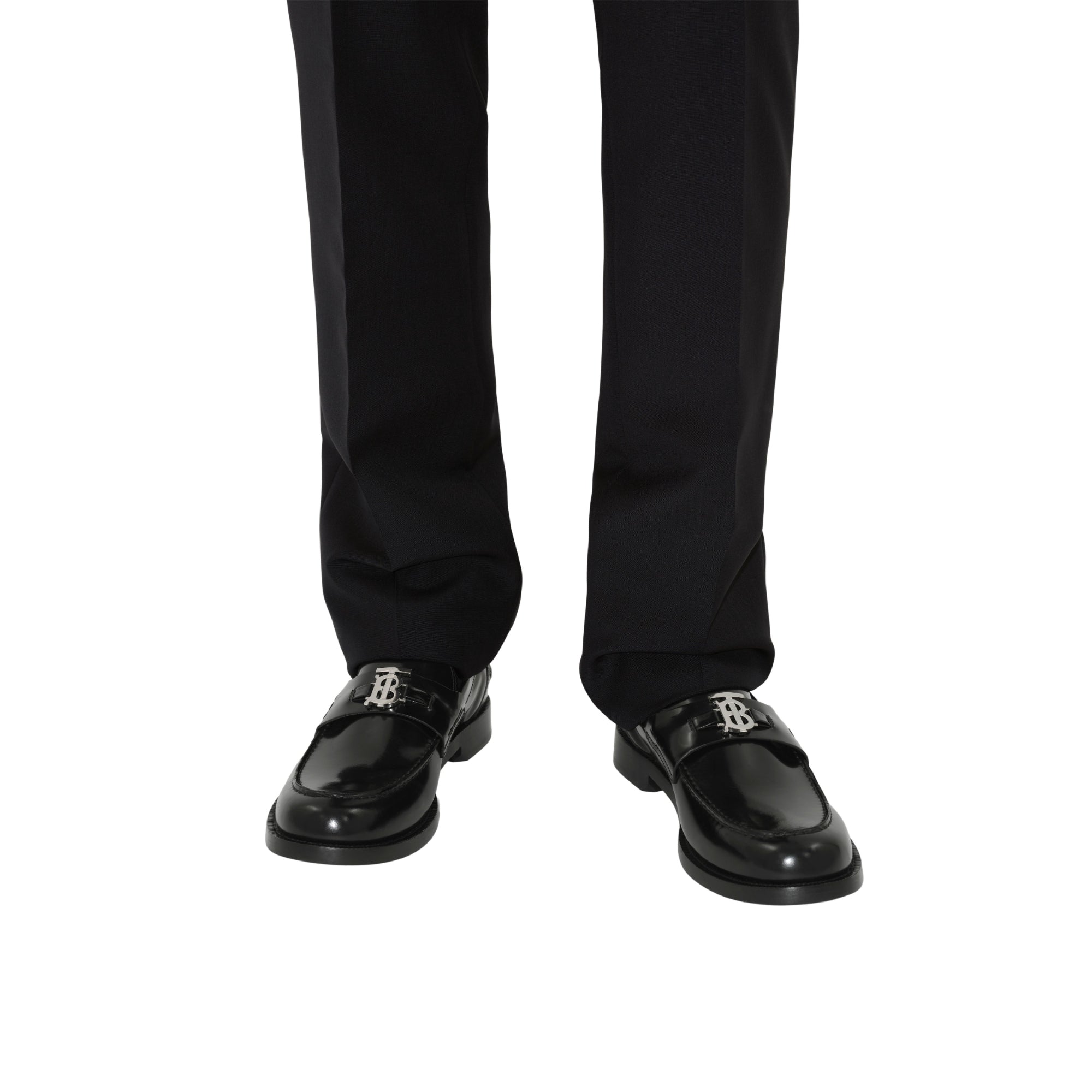 모노그램 모티프 레더 로퍼 블랙