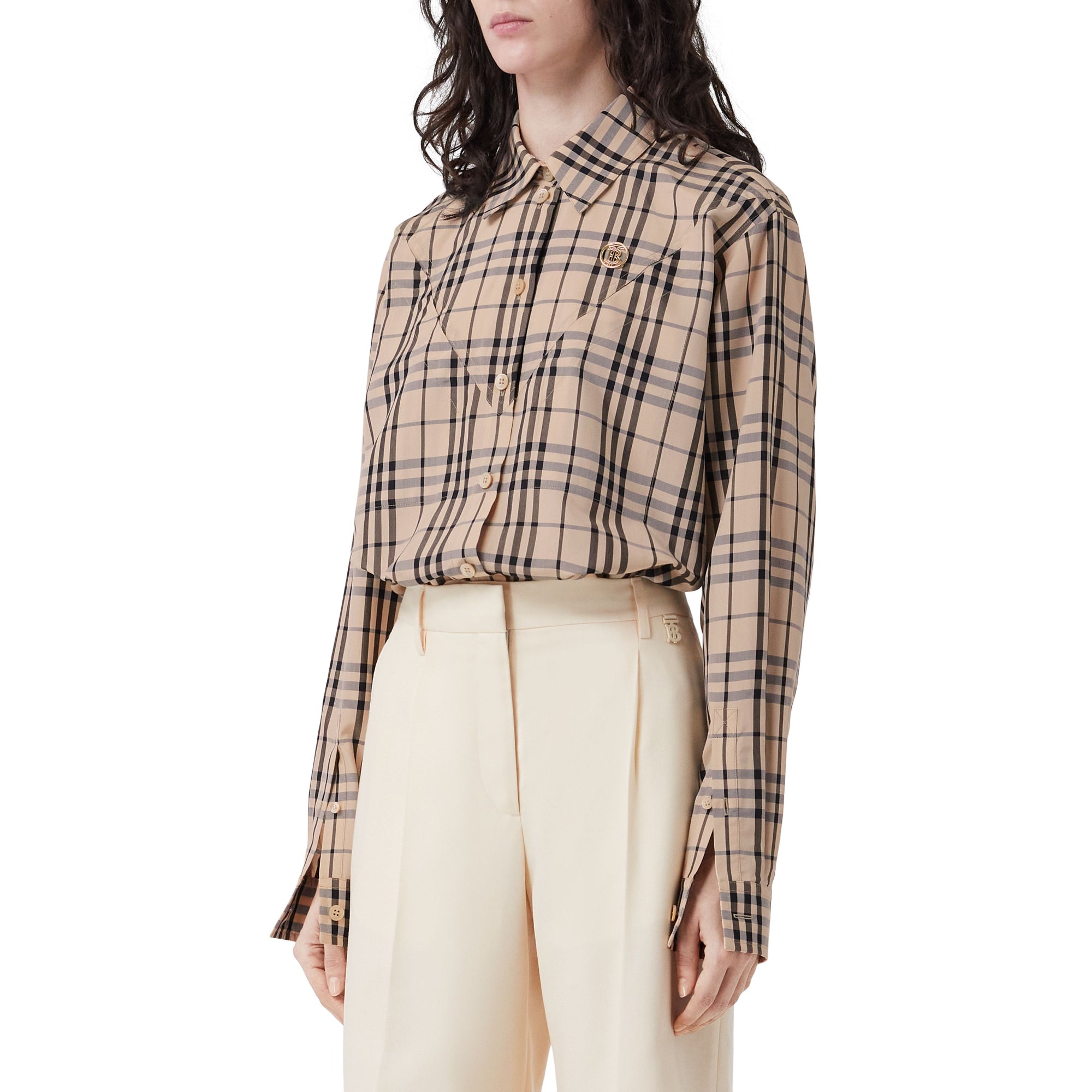 모노그램 모티프 빈티지 제크 실크 블렌드 셔츠 버터밀크 베이지