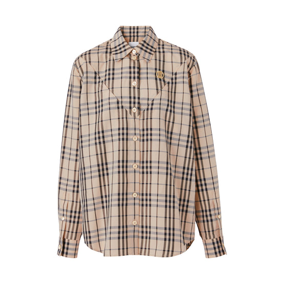 모노그램 모티프 빈티지 제크 실크 블렌드 셔츠 버터밀크 베이지