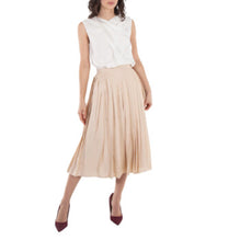 체크 비스코스 자카드 플리츠 스커트 소프트 토프