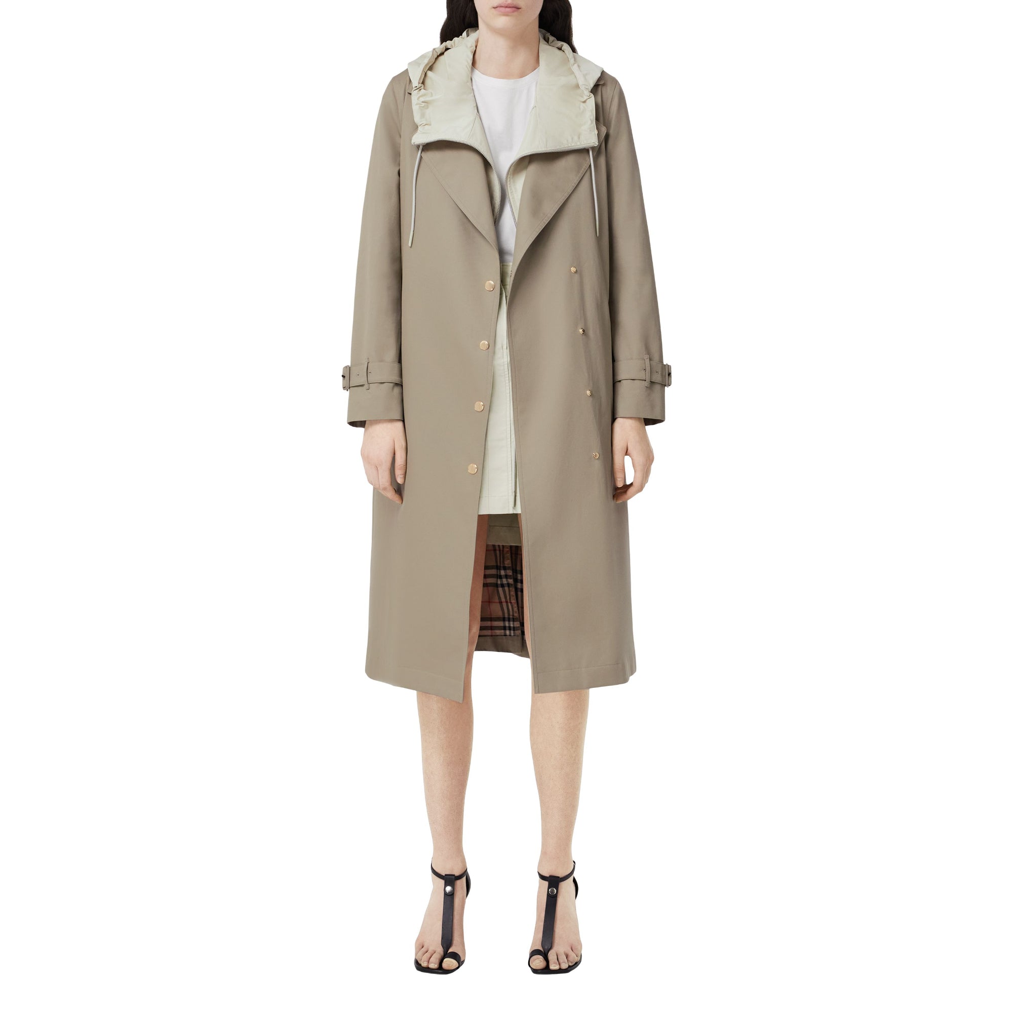 코튼 개버딘 벨트 트렌치코트 라이트 피트 브라운