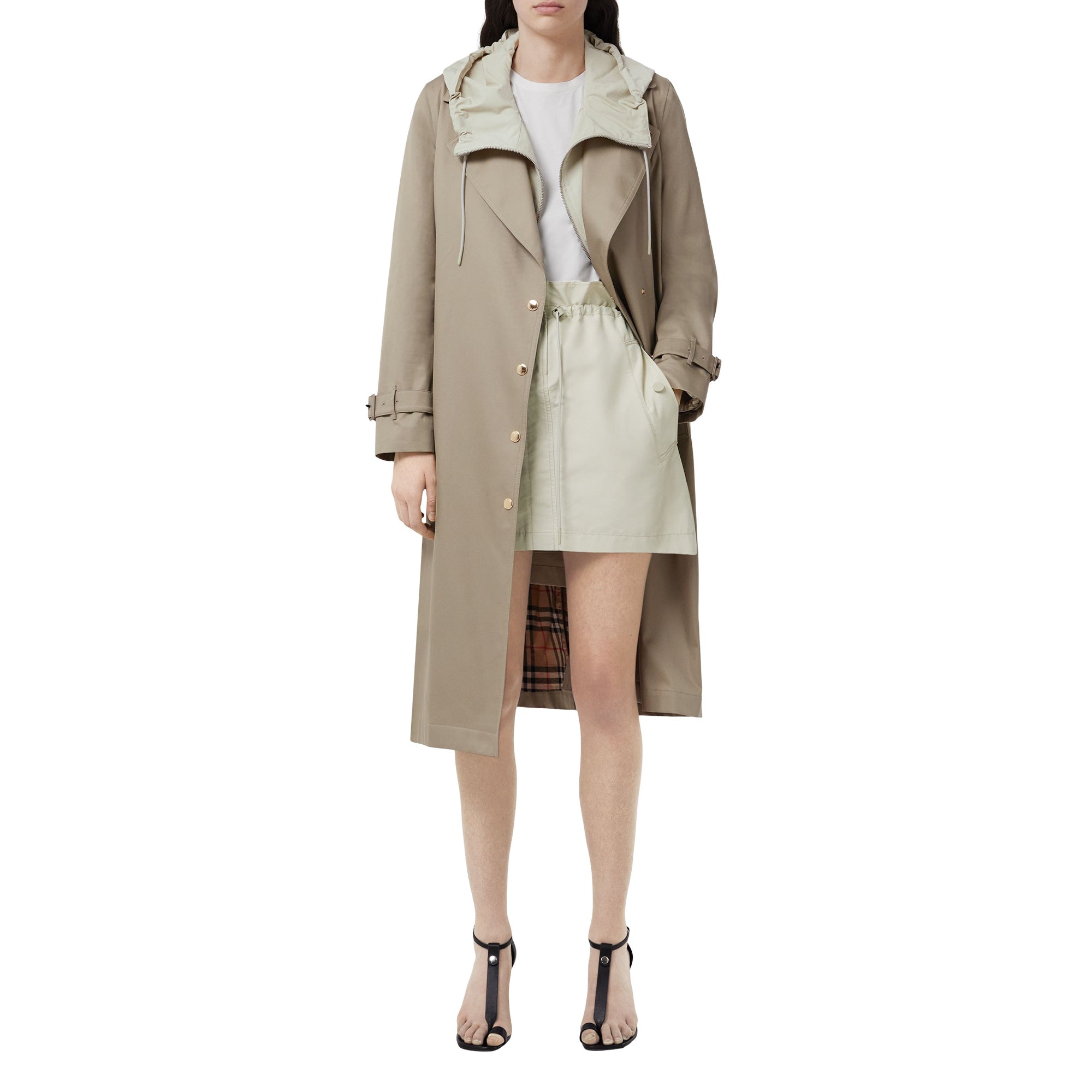 코튼 개버딘 벨트 트렌치코트 라이트 피트 브라운