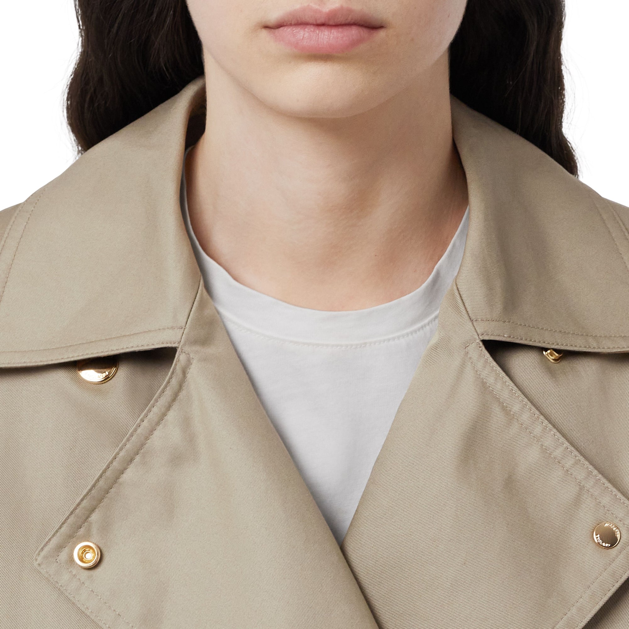 코튼 개버딘 벨트 트렌치코트 라이트 피트 브라운