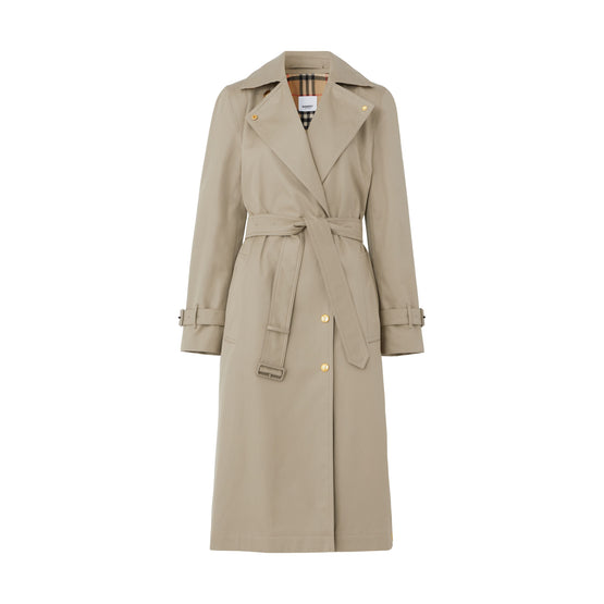 코튼 개버딘 벨트 트렌치코트 라이트 피트 브라운