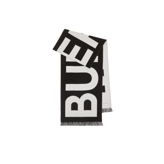 로고 울 스카프 블랙