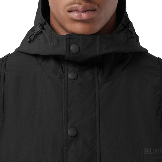 로고 디테일 나일론 코튼 오버사이즈 재킷 블랙