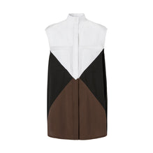 케이프 디테일 지오메트릭 인타르시아 슬리브리스 셔츠 쿨 화이트