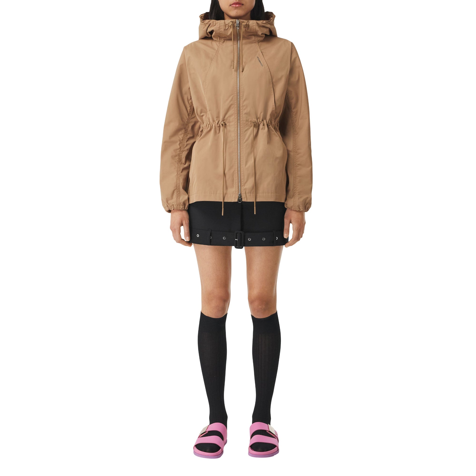 로고 디테일 라이트 후드 재킷 다크 비스킷