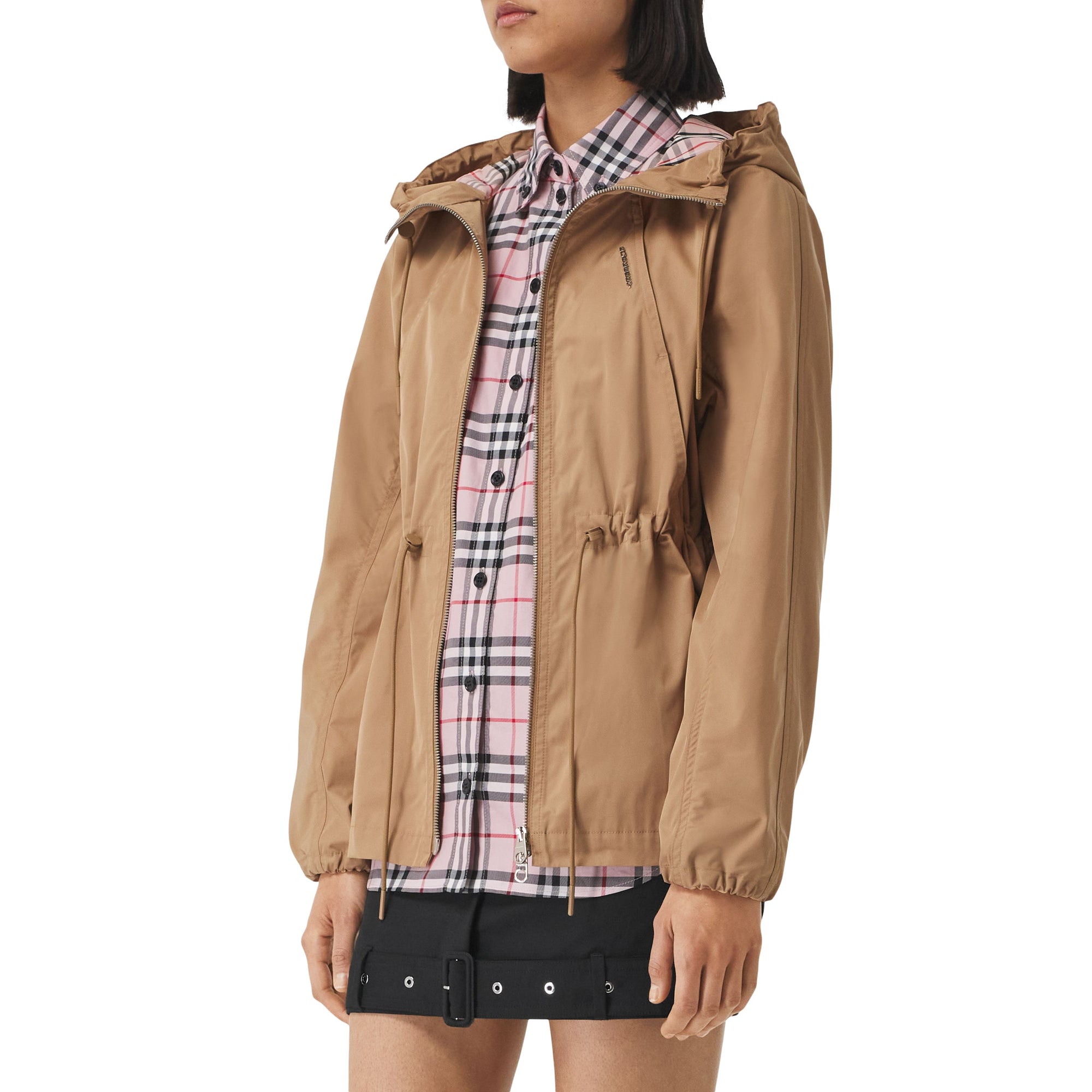 로고 디테일 라이트 후드 재킷 다크 비스킷