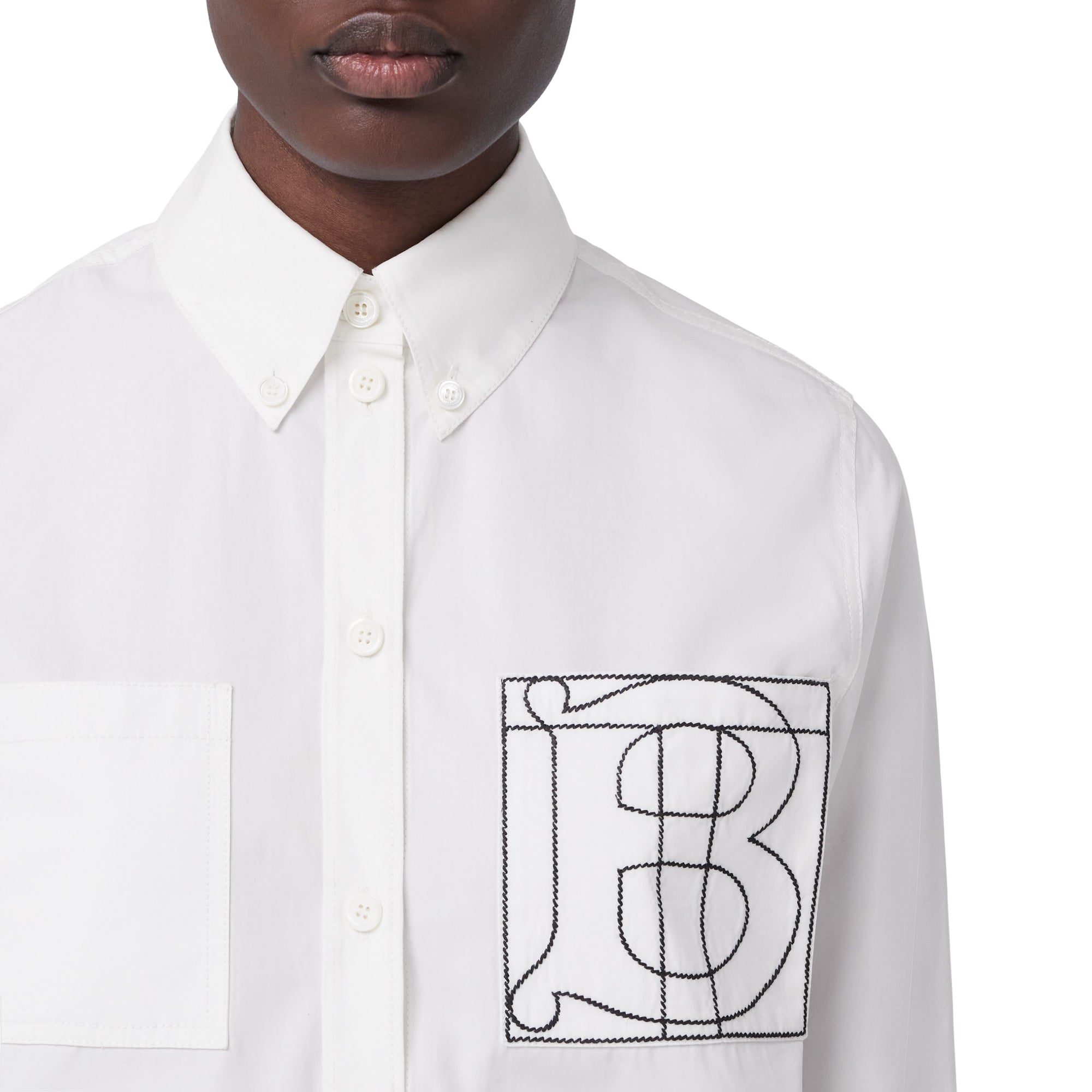 모노그램 모티프 코튼 포플린 셔츠 옵틱 화이트