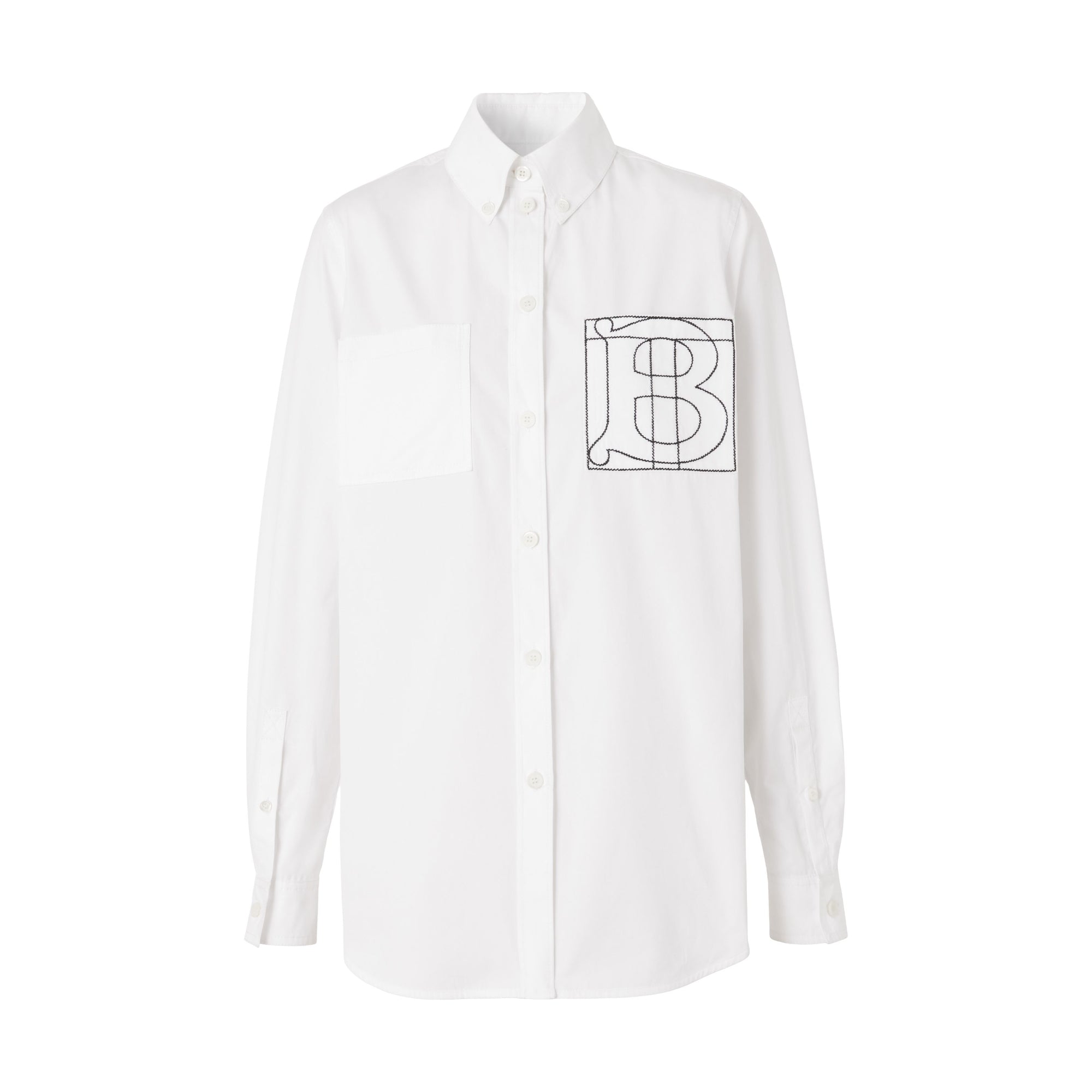 모노그램 모티프 코튼 포플린 셔츠 옵틱 화이트