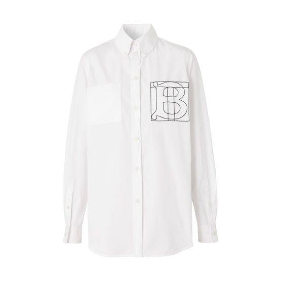 모노그램 모티프 코튼 포플린 셔츠 옵틱 화이트