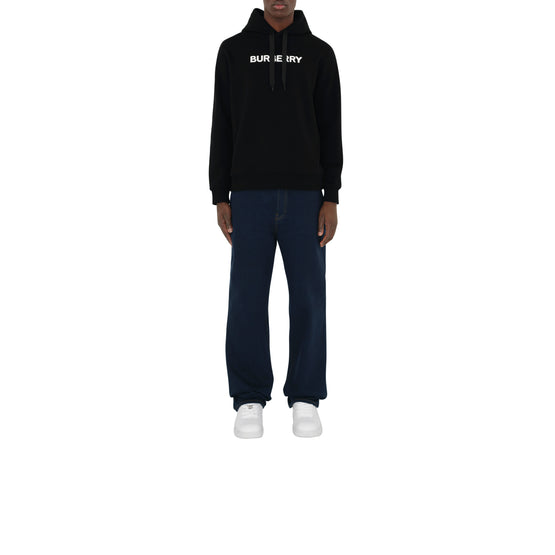 로고 코튼 후디 블랙