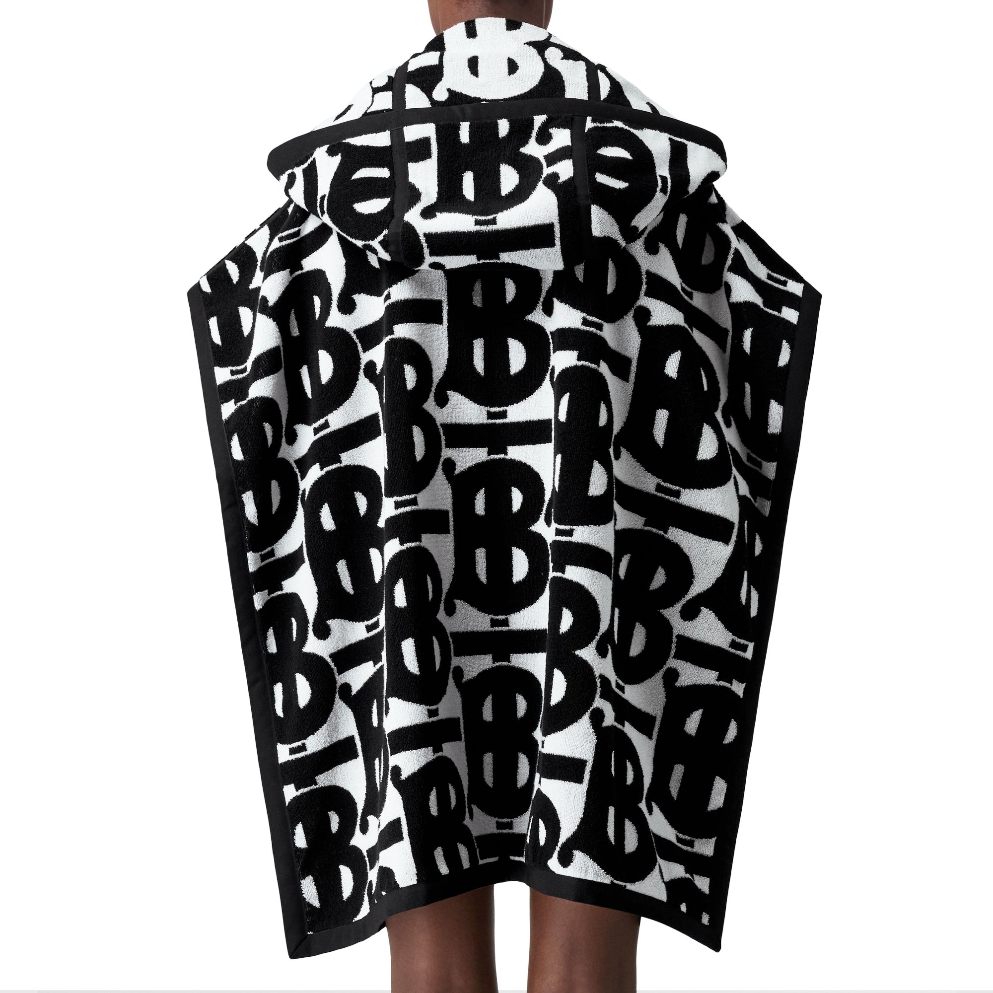 모노그램 코튼 자카드 후드 케이프 블랙