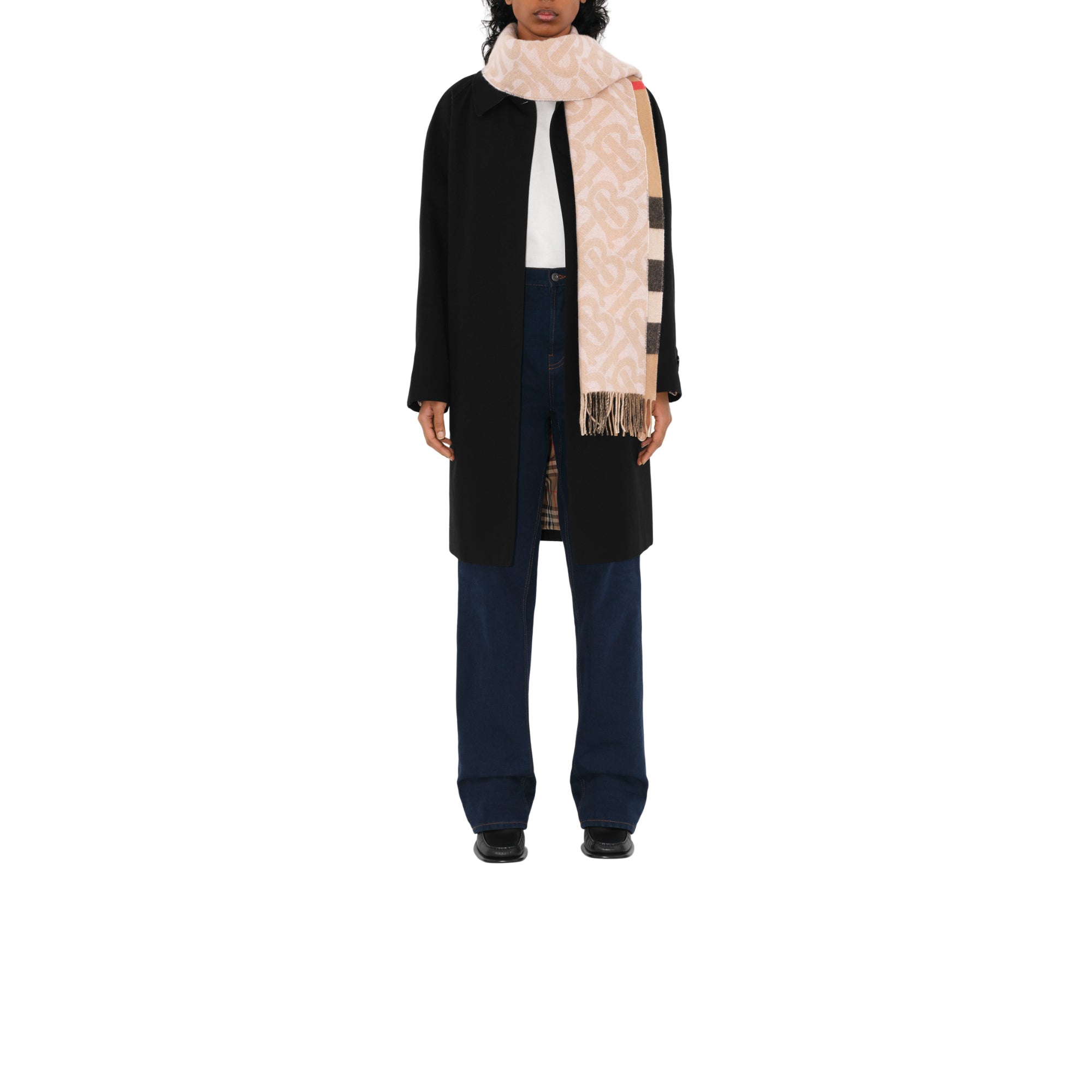 체크 캐시미어 리버시블 스카프 앨러배스터