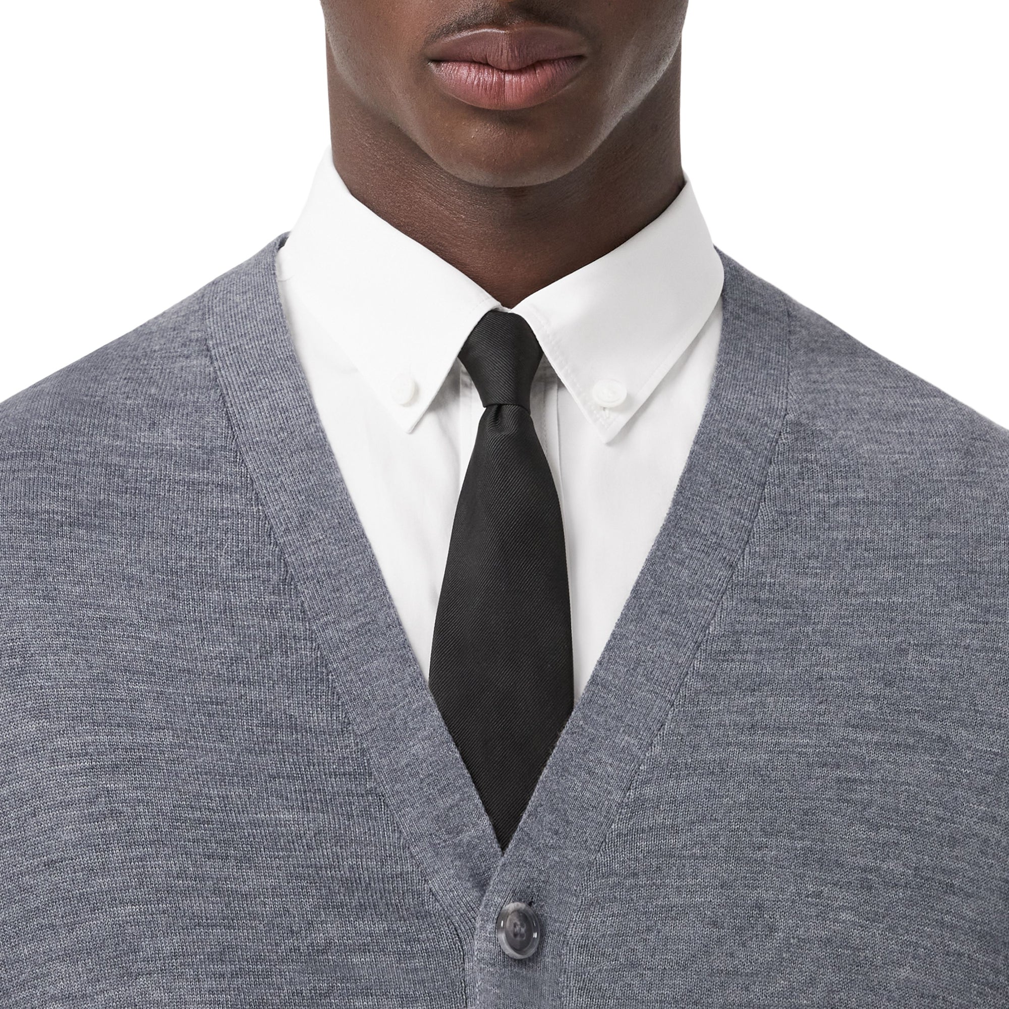 모노그램 모티프 울 블렌드 카디건 플린트 멜란지