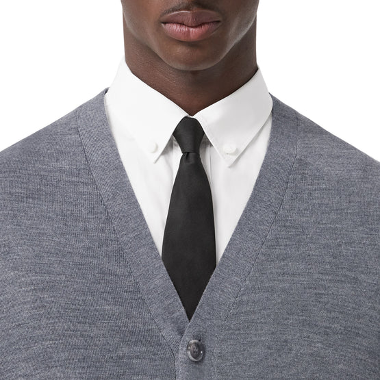 모노그램 모티프 울 블렌드 카디건 플린트 멜란지