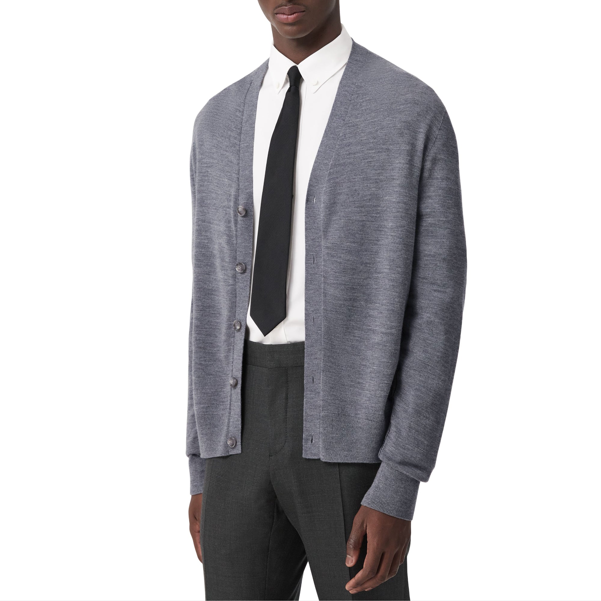 모노그램 모티프 울 블렌드 카디건 플린트 멜란지