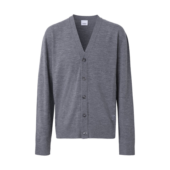 모노그램 모티프 울 블렌드 카디건 플린트 멜란지