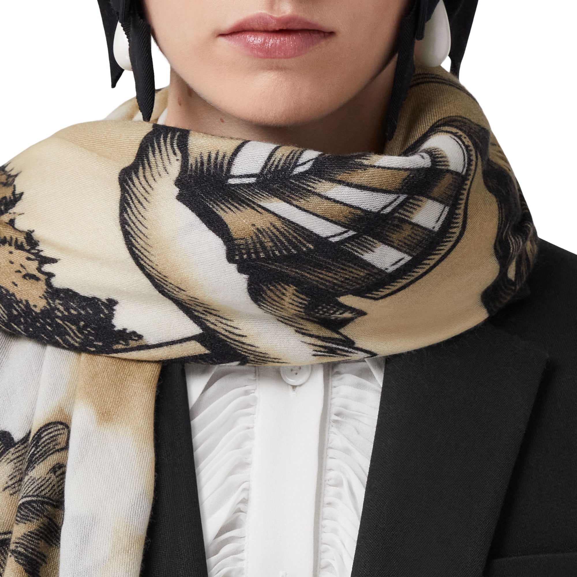 EKD 프린트 캐시미어 라지 스퀘어 스카프 아카이브 베이지