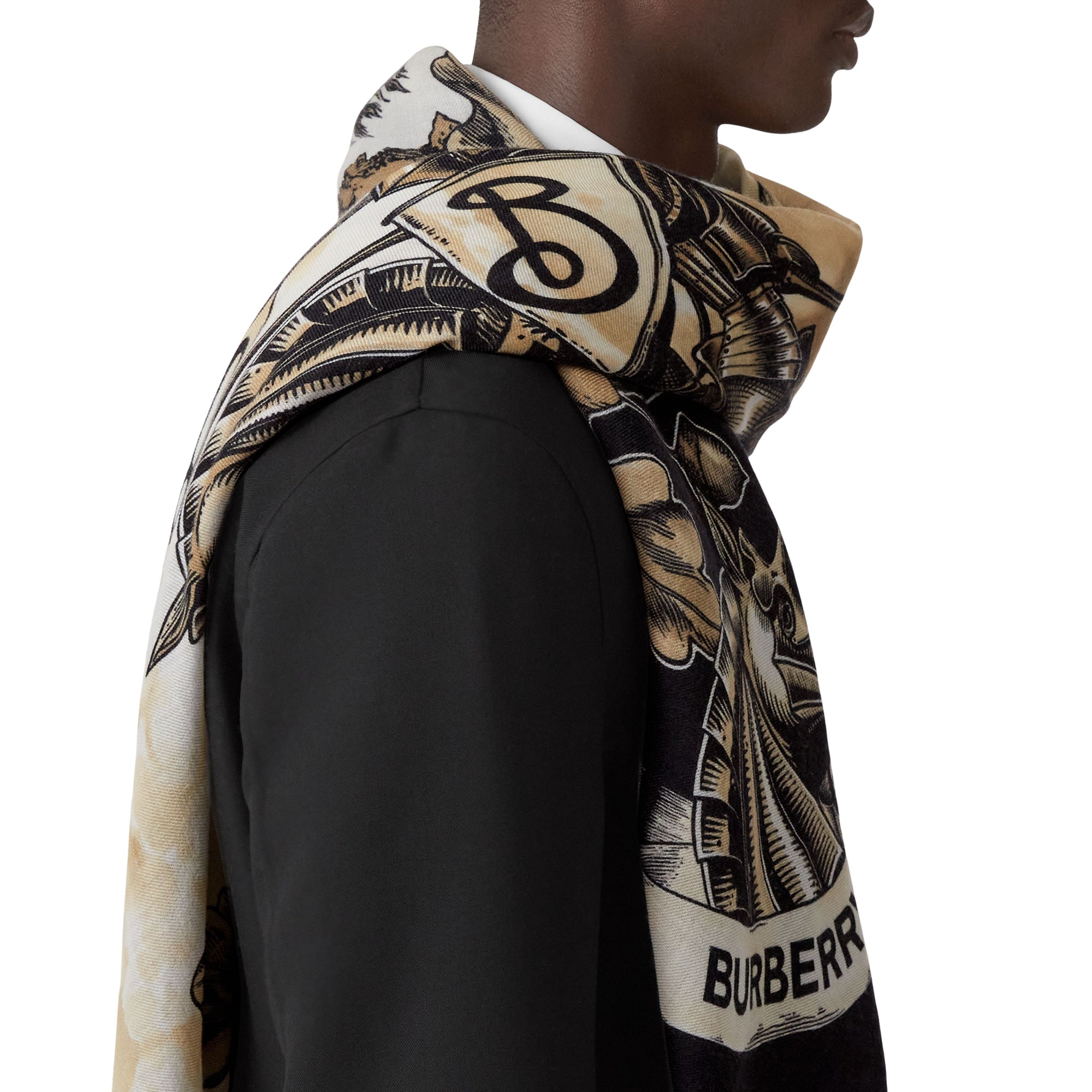 EKD 프린트 캐시미어 라지 스퀘어 스카프 아카이브 베이지