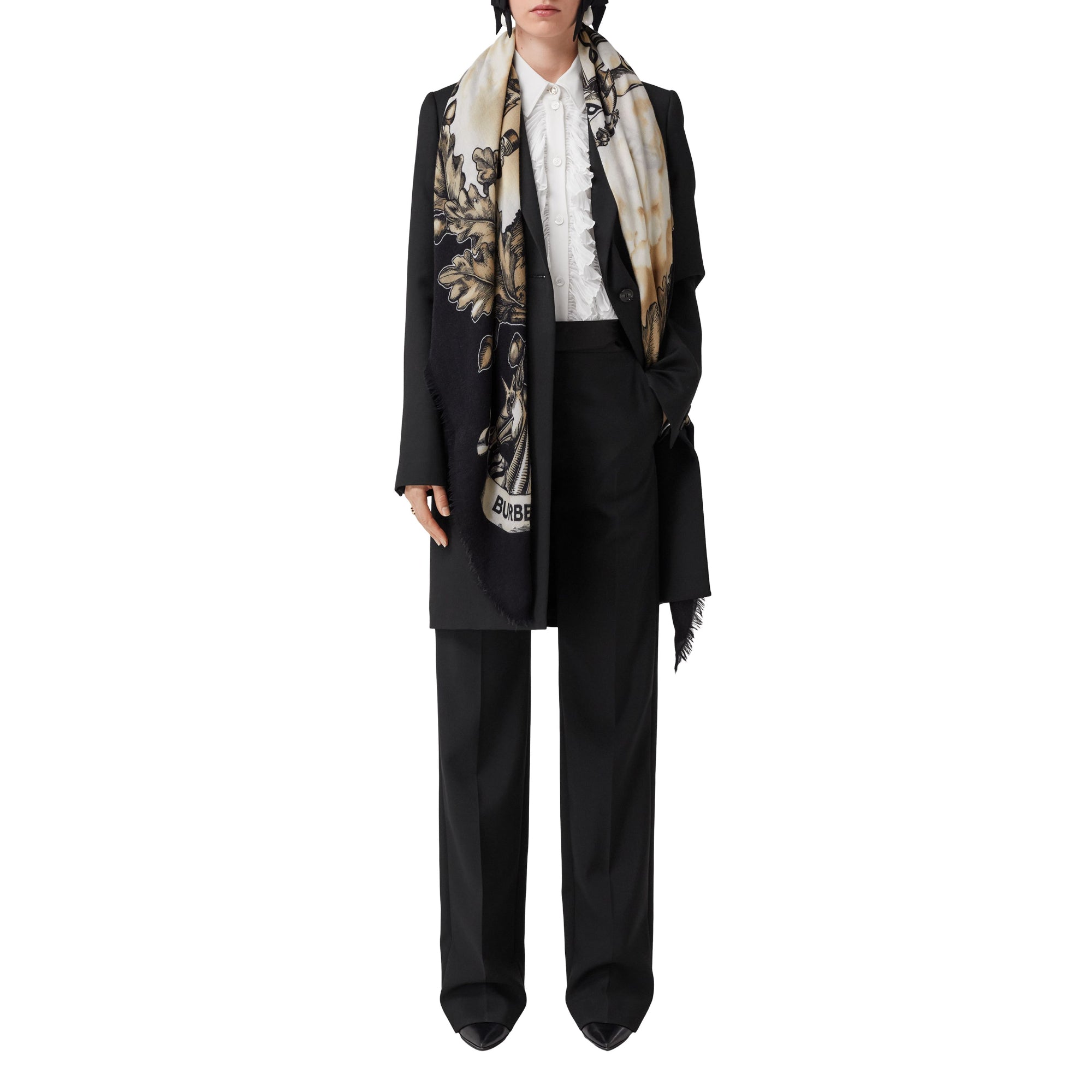 EKD 프린트 캐시미어 라지 스퀘어 스카프 아카이브 베이지