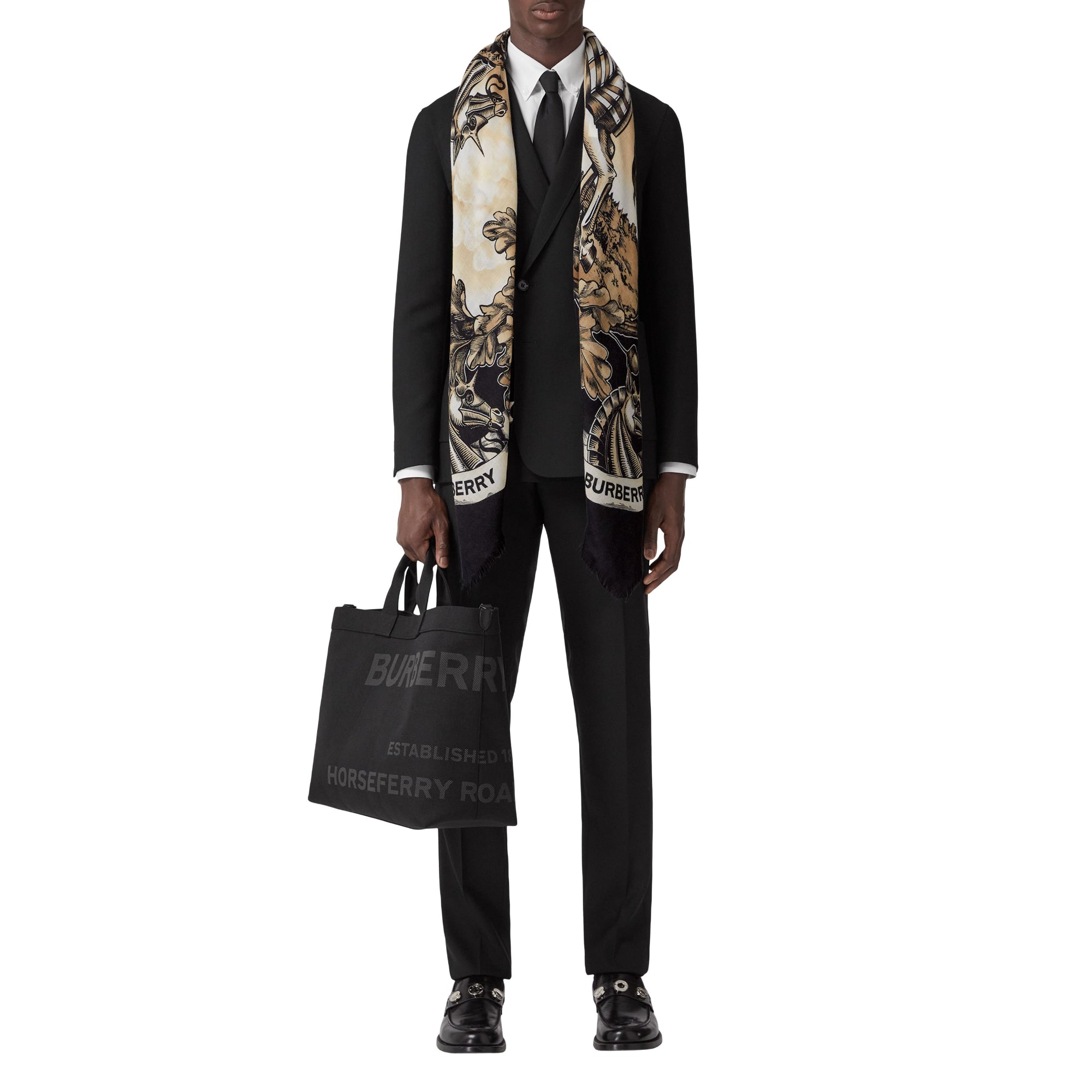 EKD 프린트 캐시미어 라지 스퀘어 스카프 아카이브 베이지