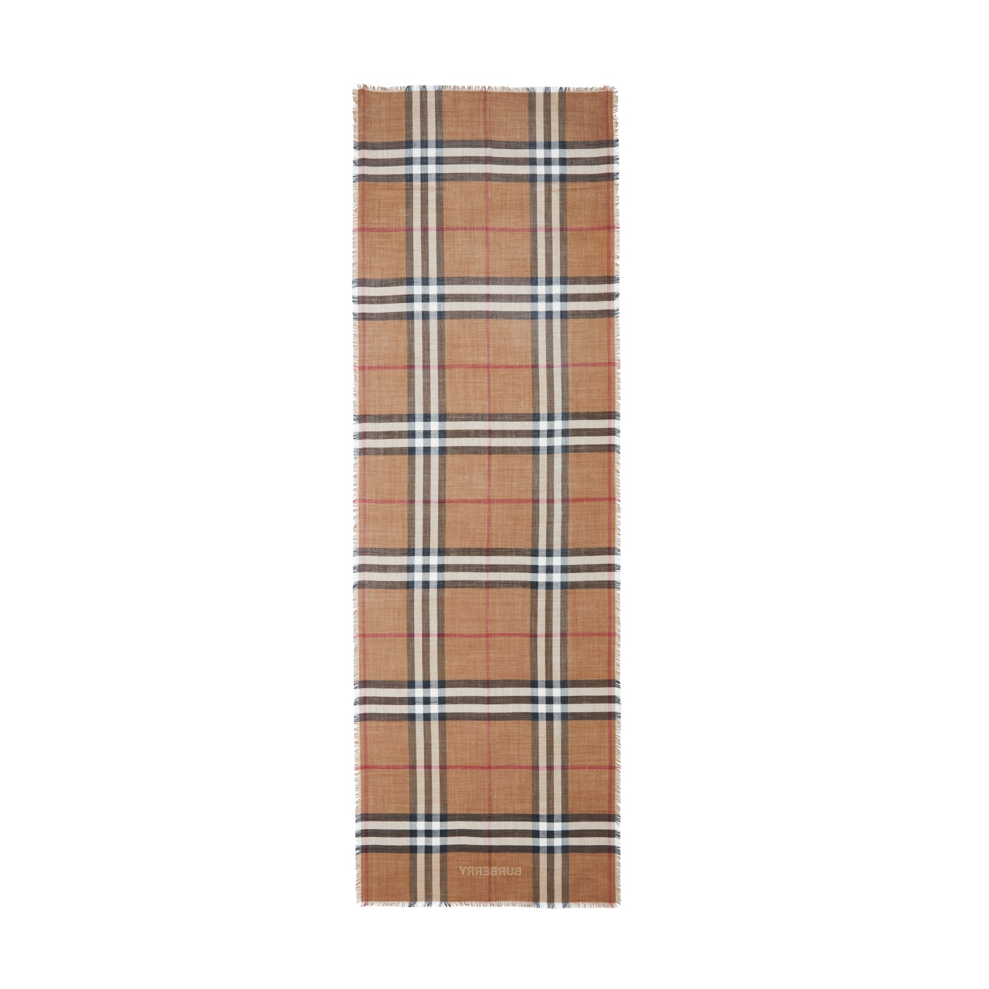 체크 라이트 울 실크 스카프 아카이브 베이지