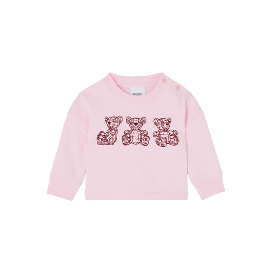 토마스 베어 모티프 코튼 스웨트셔츠 페일 캔디 핑크