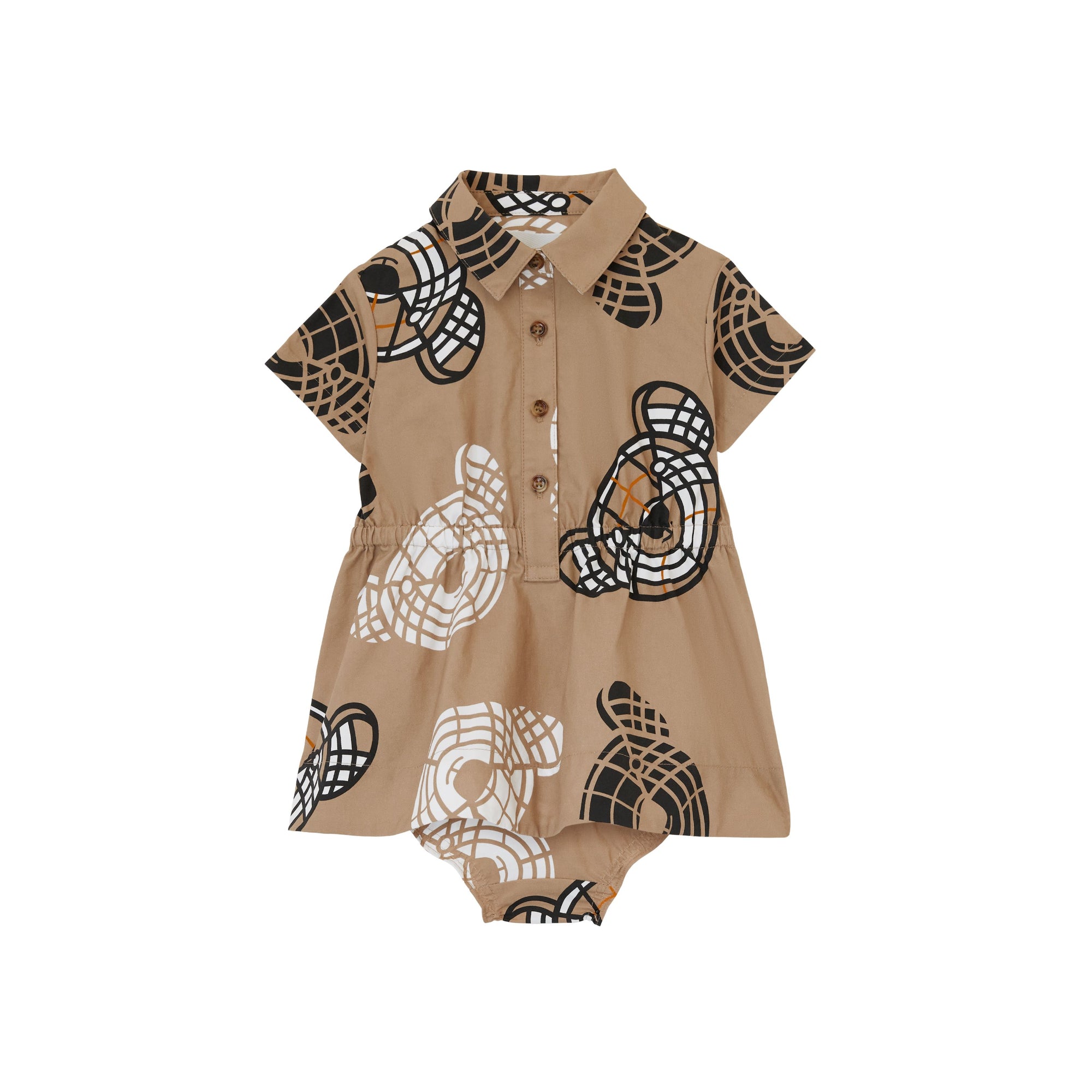 블루머 토마스 베어 프린트 코튼 드레스 아카이브 베이지