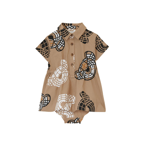 블루머 토마스 베어 프린트 코튼 드레스 아카이브 베이지