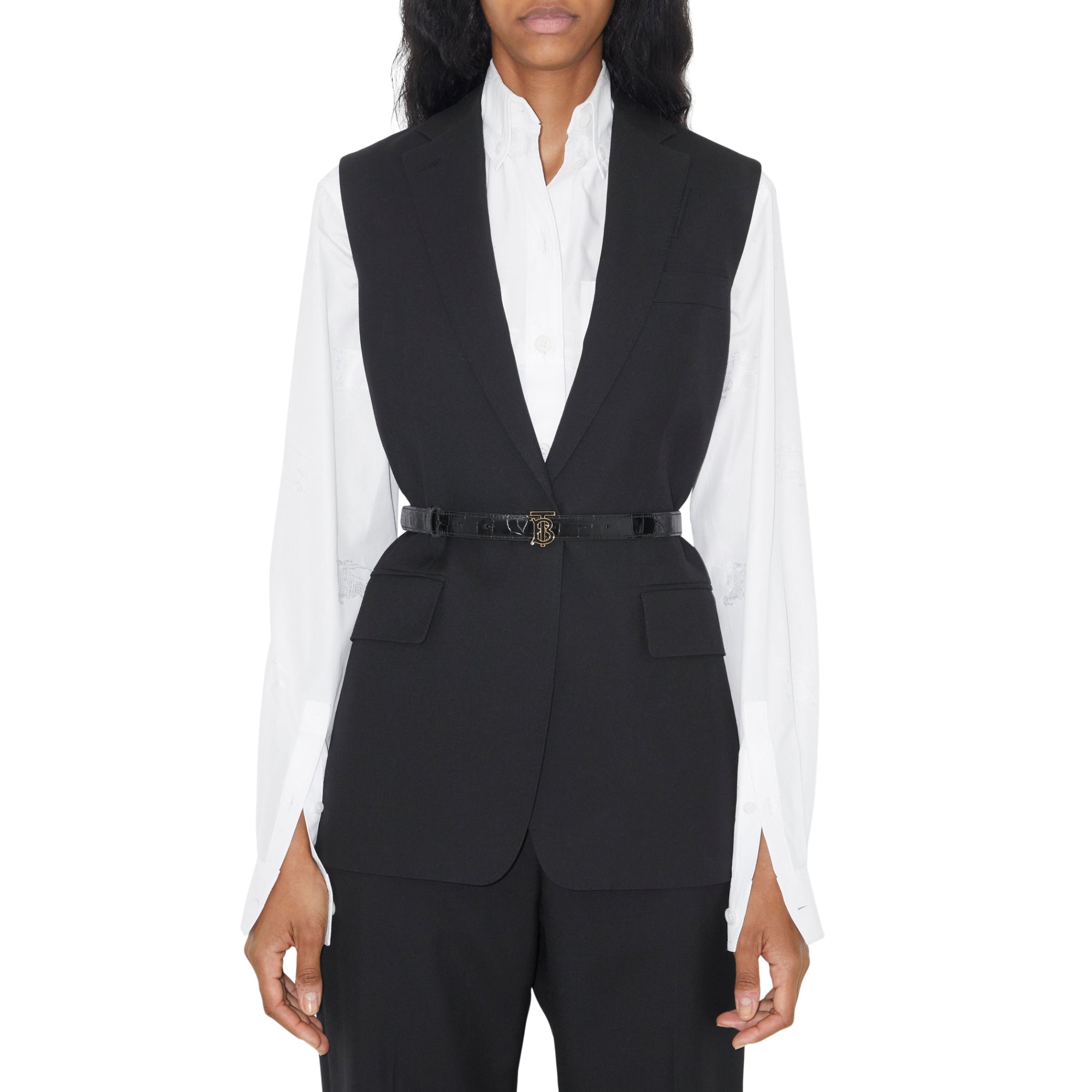 엠보싱 레더 TB 벨트 블랙