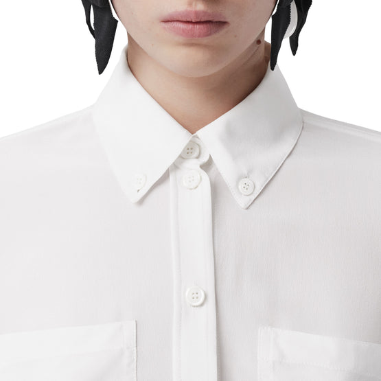 피시넷 커프 실크 크레이프 드 신 셔츠 옵틱 화이트