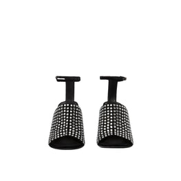 크리스털 디테일 벨벳 스틸레토 힐 샌들 블랙/크리스털