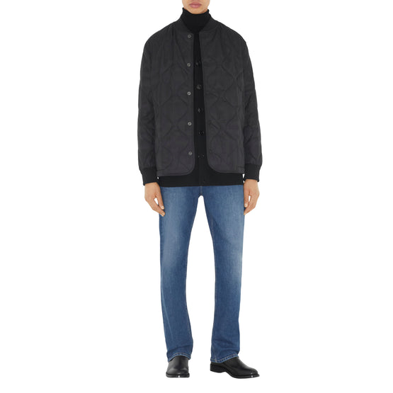 퀼팅 체크 나일론 보머 재킷 블랙