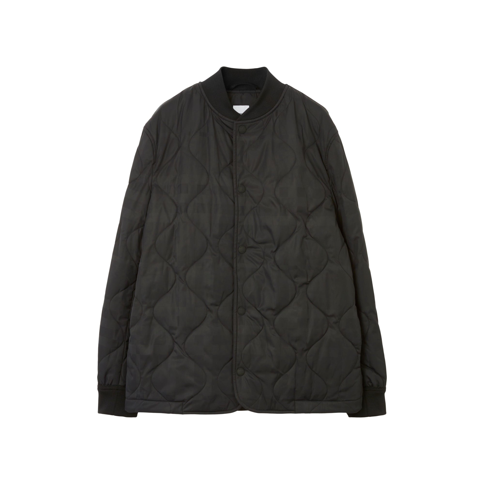 퀼팅 체크 나일론 보머 재킷 블랙