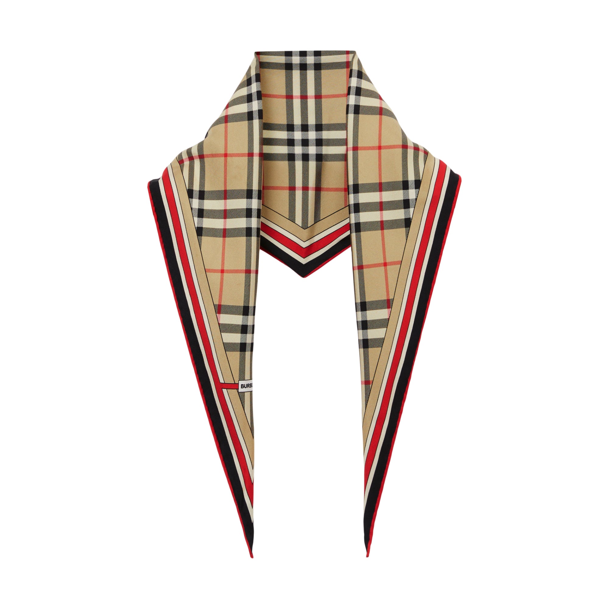 체크 실크 스카프 아카이브 베이지