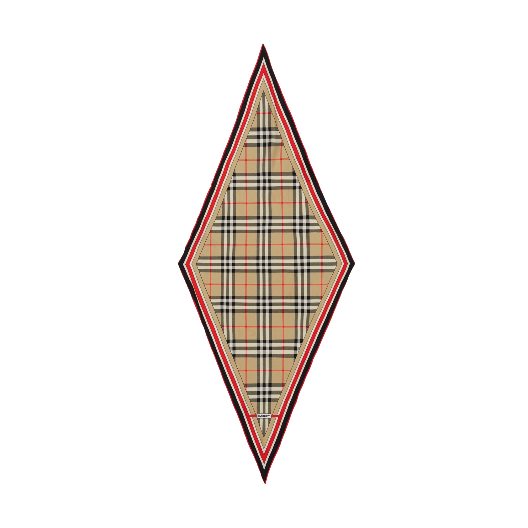 체크 실크 스카프 아카이브 베이지